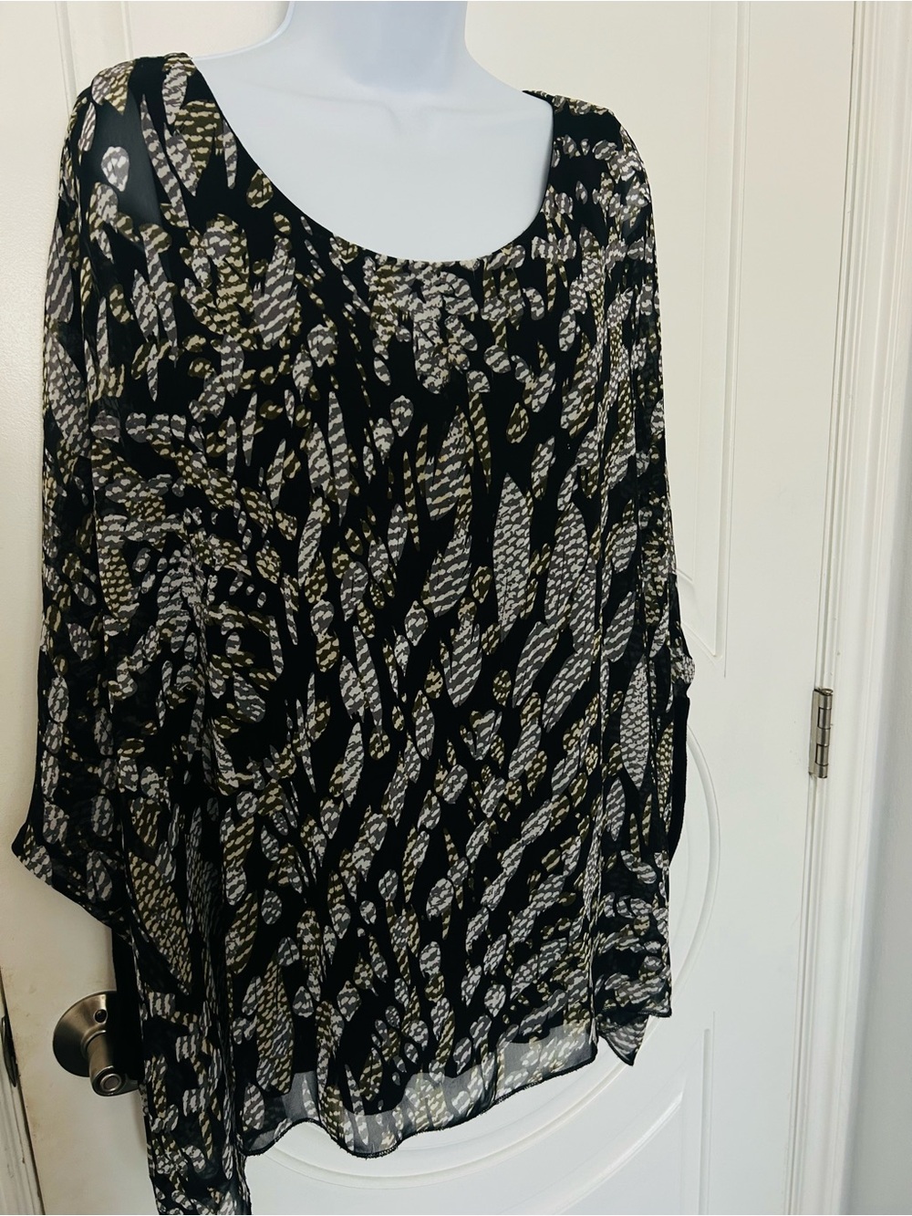 Lane Bryant Black Printed Scoop-Neck Tunic